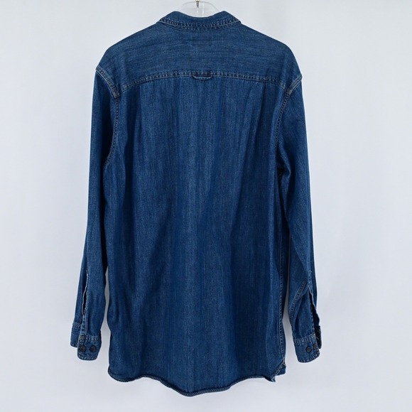 LL Bean M L/T100% Cotton Heavy Denim Traditional Fit Long Sleeve Shirt Classic - Picture 6 of 12